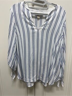 Michael Kors White Blouse with Blue Stripes